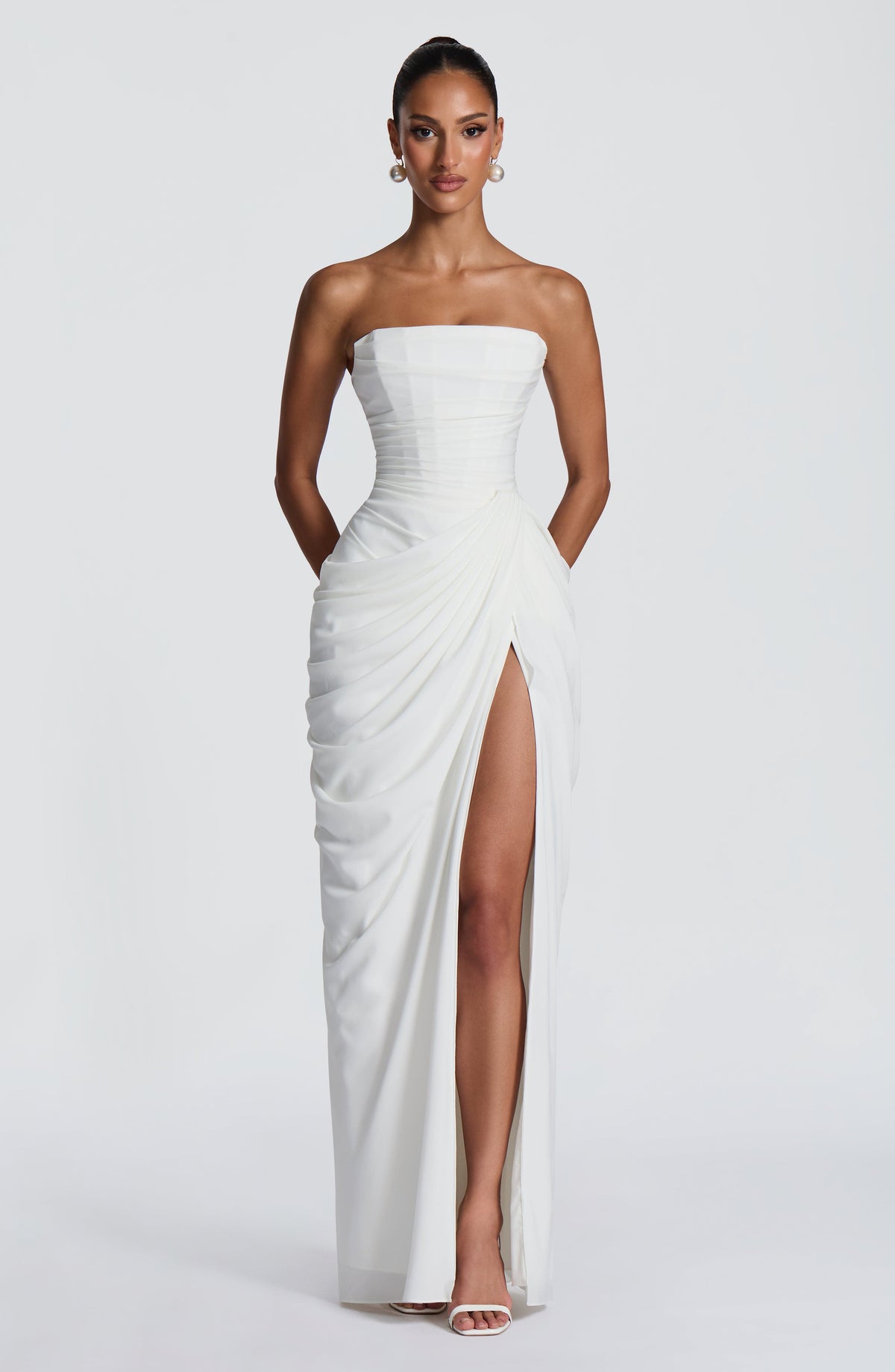 Women's Strapless Maxi Dress With Ruffles