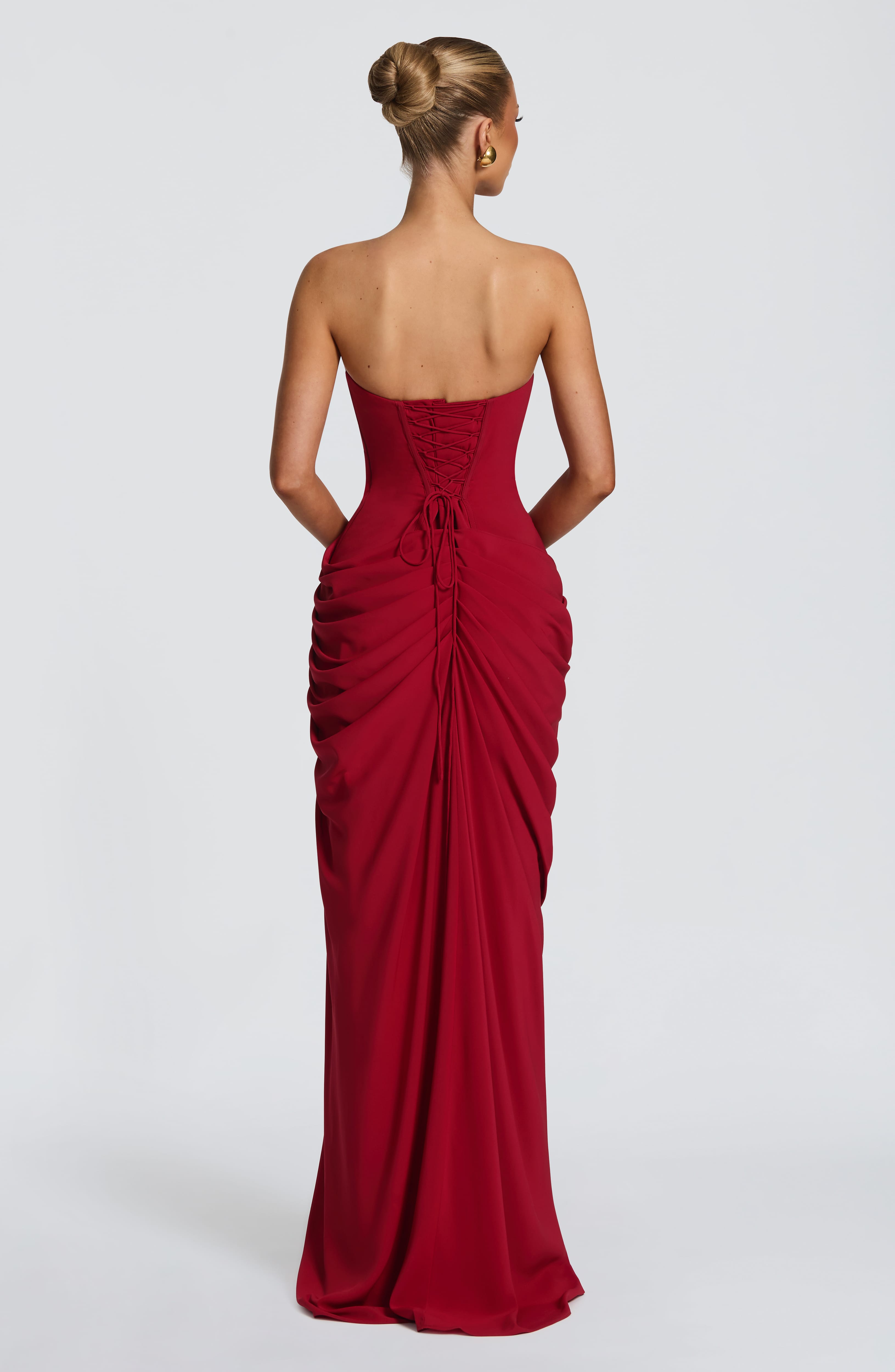 Women's Strapless Maxi Dress With Ruffles