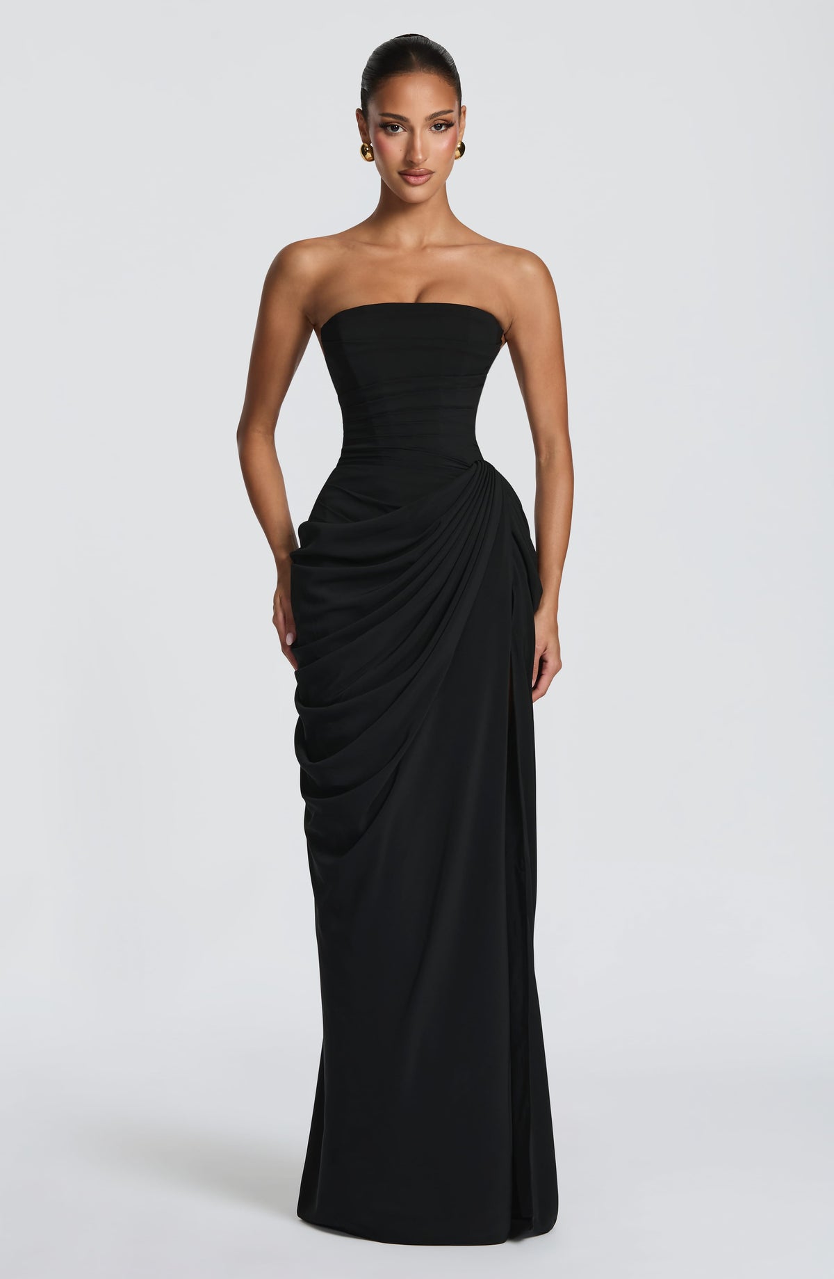 Women's Strapless Maxi Dress With Ruffles