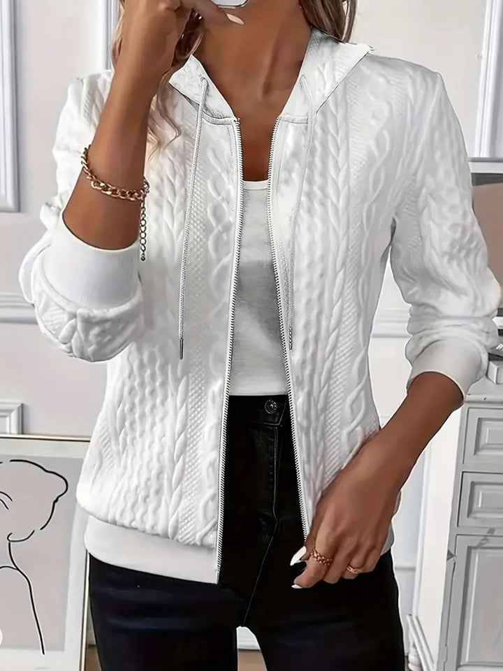 Vintage Jacquard Zip-Up Hooded Jacket