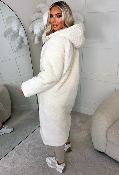 Double Trouble Beige Reversible Borg Padded Puffer Coat