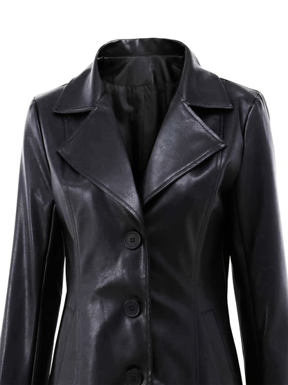 Mid-Length Coat with A-Line Hem and Notched Collar