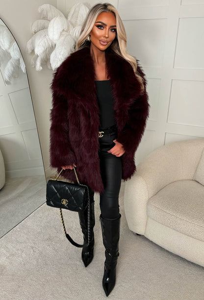 Faux Affair Burgundy Faux Fur Coat