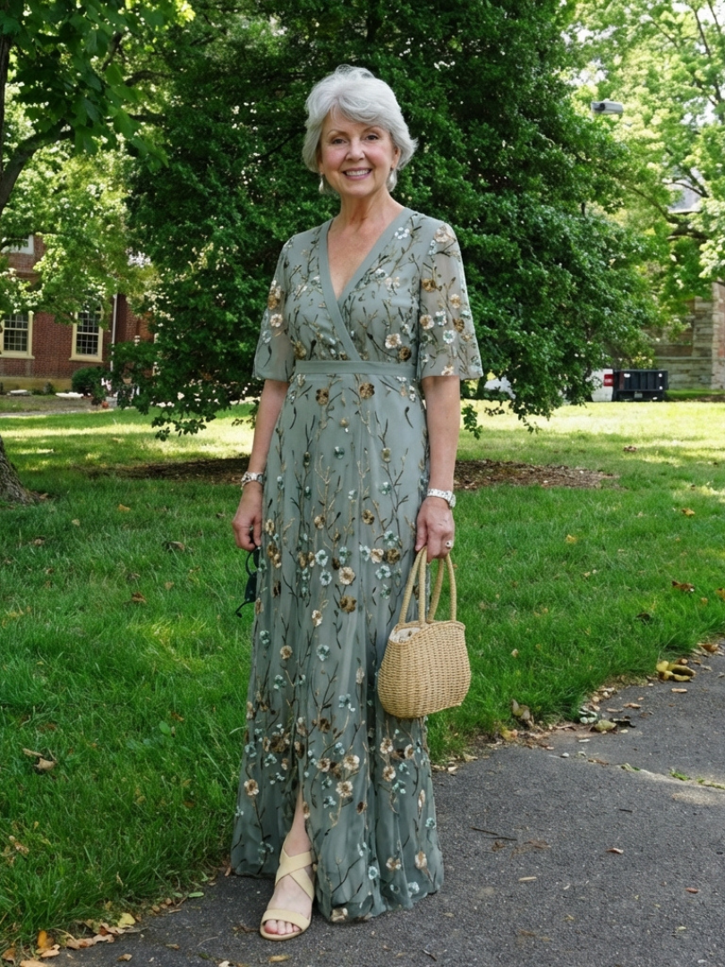 Evade | Floral V Neck Short Sleeve Maxi Dress
