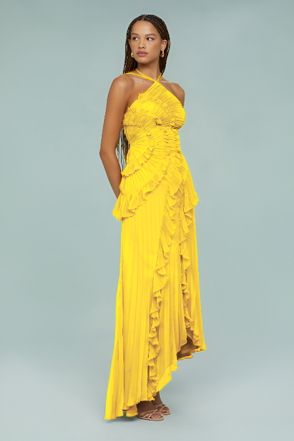 Amelia | Pleated Halter Maxi Dress