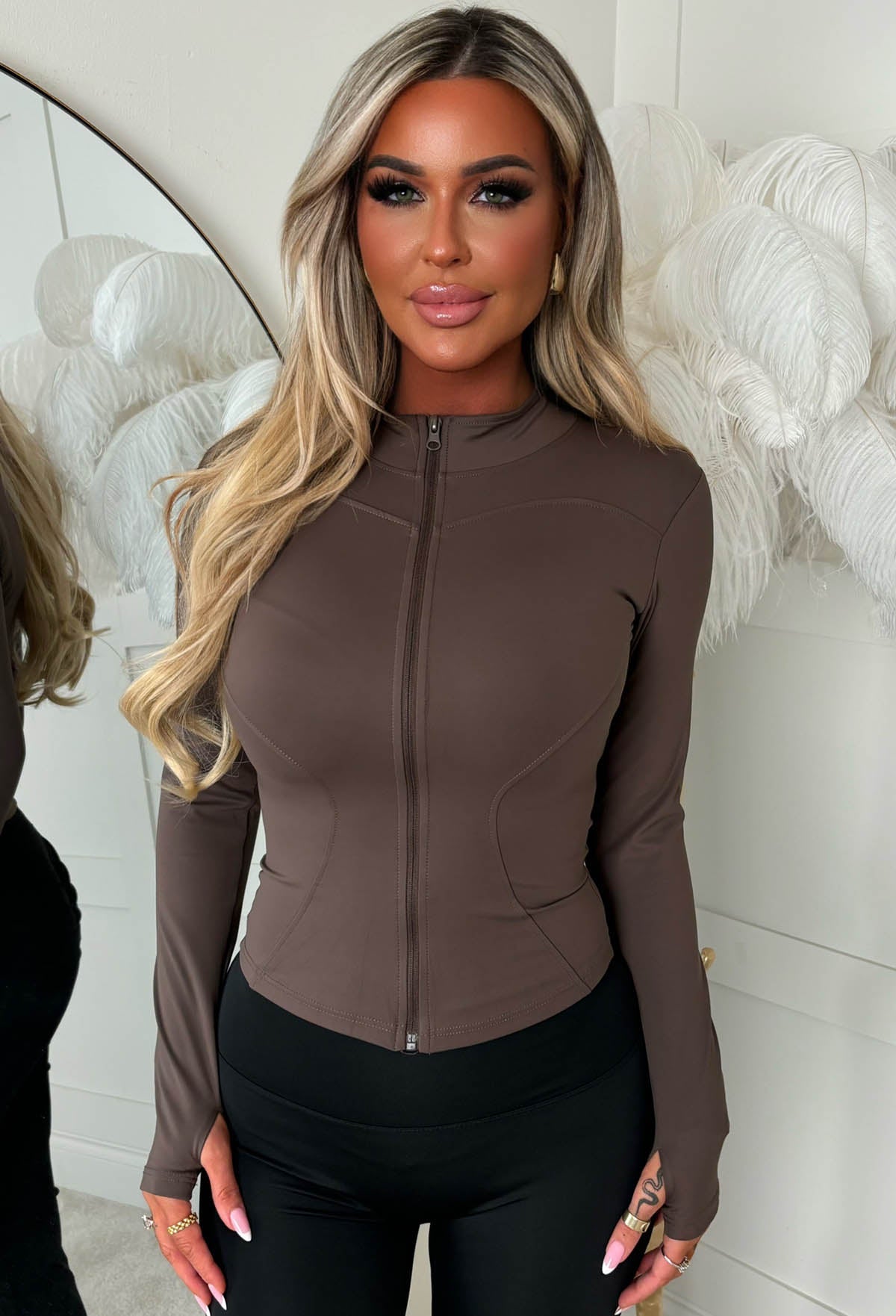 Lounge Line Chocolate Brown Zip Up Leisurewear Jacket