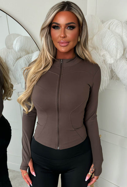 Lounge Line Chocolate Brown Zip Up Leisurewear Jacket