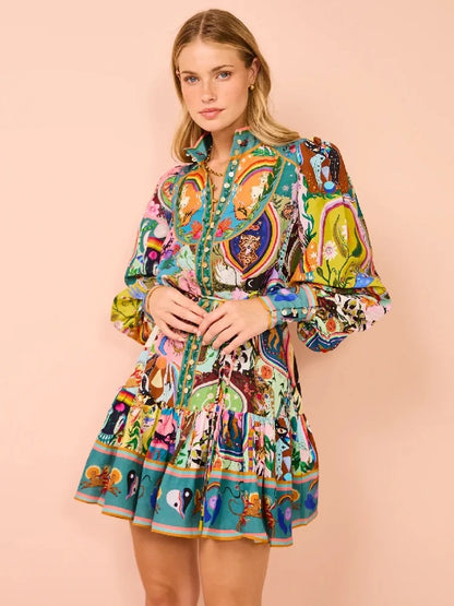 Lysandra™| Tijdloze Mini-jurk met Volle Mouwen