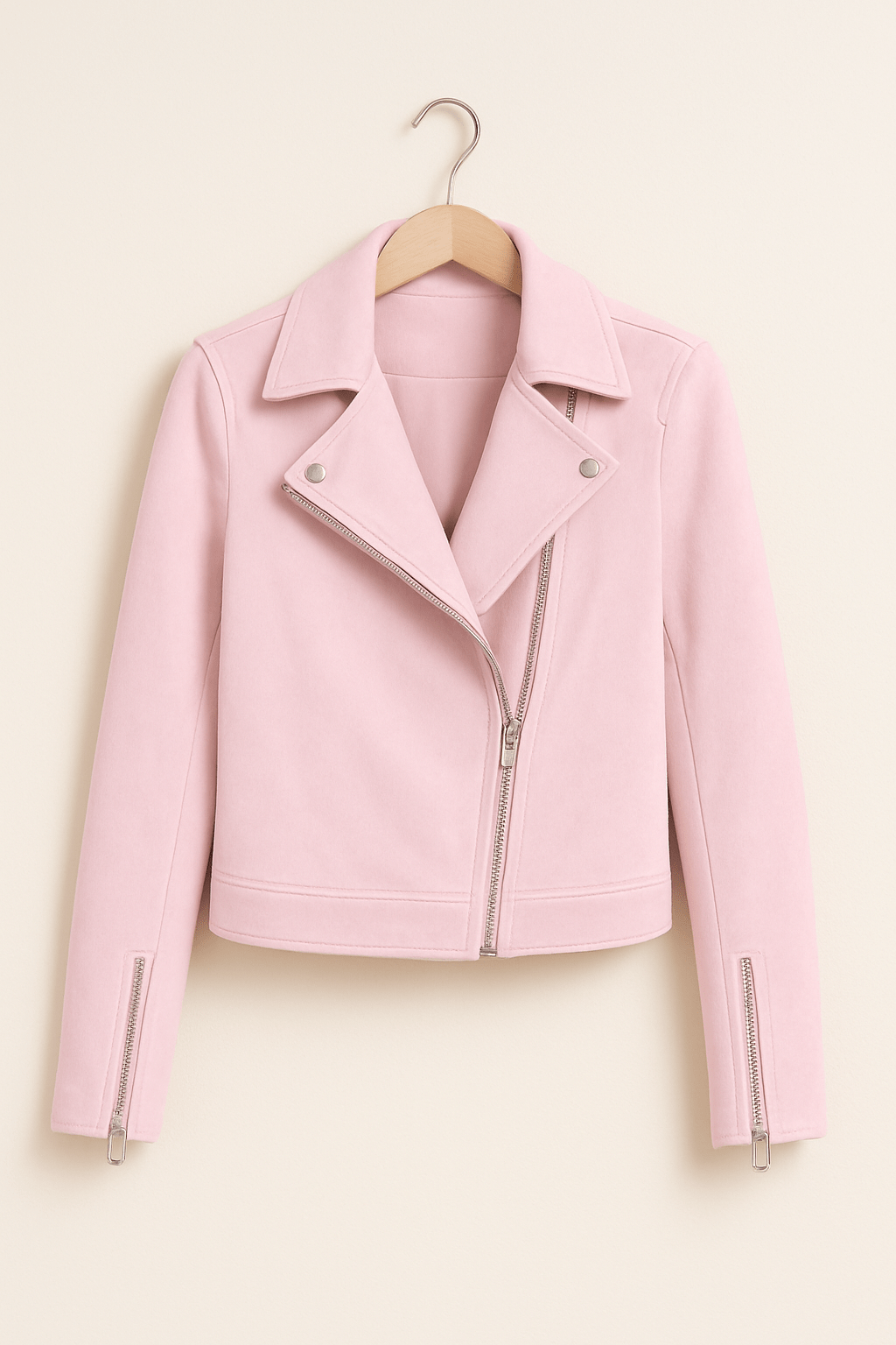 Faux Suede Zip-Up Biker Jacket