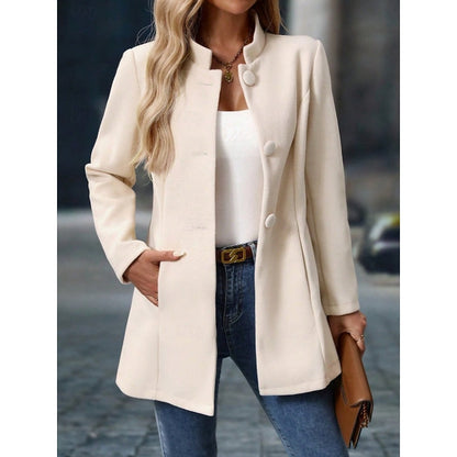 Single-Breasted Stand Collar Coat with Tailored Fit