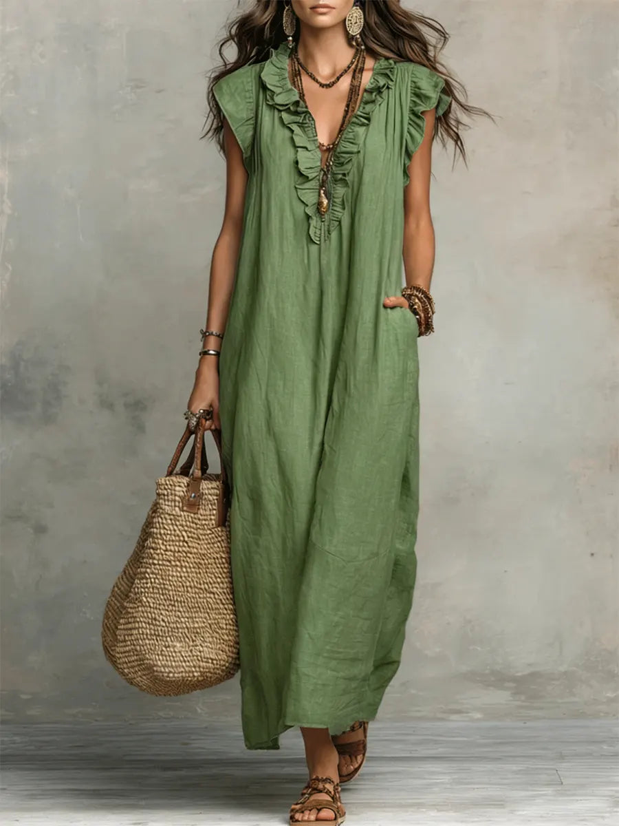 Camélia | Effortless Bohemian Linen Maxi Dress