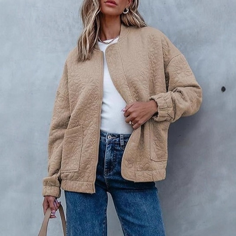 Textured Floral Bomber Jacket