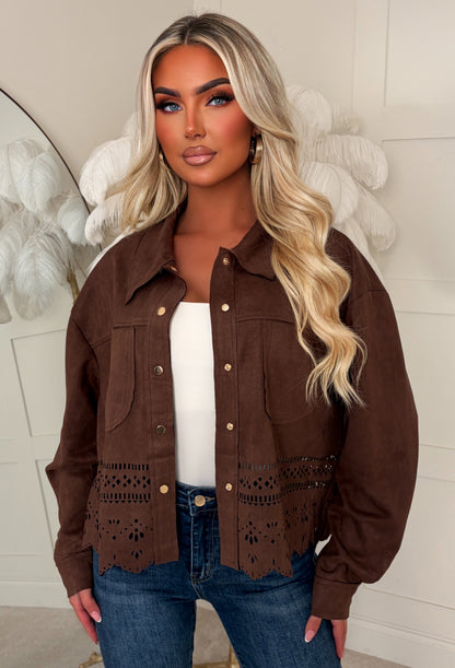 Right Here, Right Now Brown Faux Suede Jacket