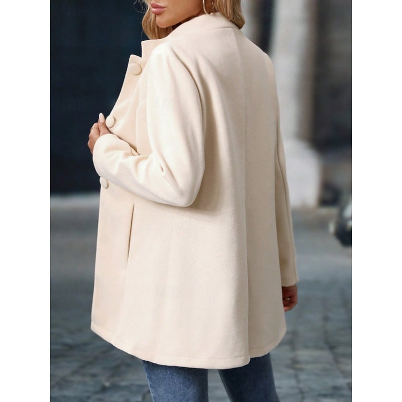 Single-Breasted Stand Collar Coat with Tailored Fit