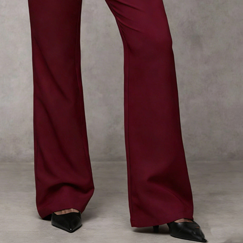 Wide-Leg High Waist Flared Trousers