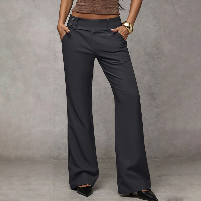 Wide-Leg High Waist Flared Trousers