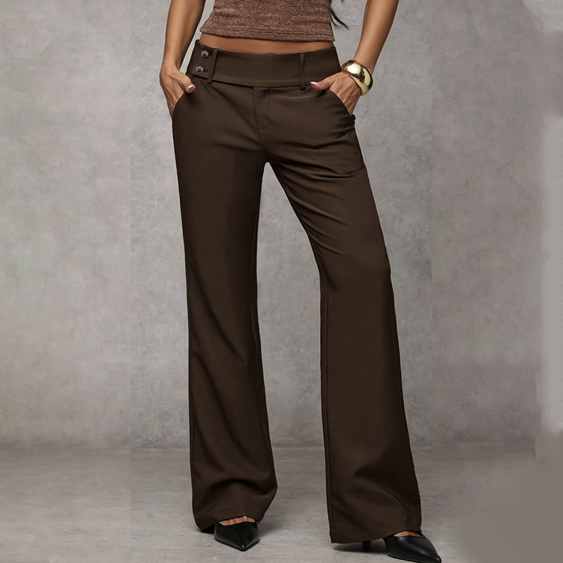Wide-Leg High Waist Flared Trousers