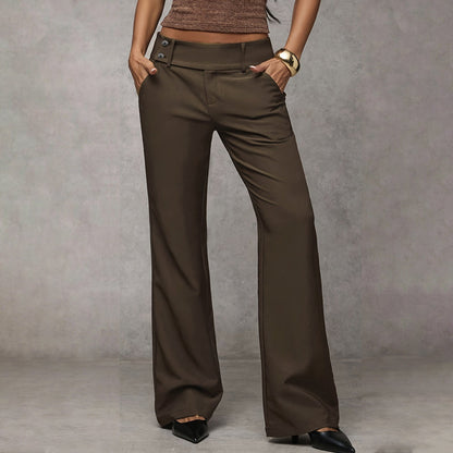 Wide-Leg High Waist Flared Trousers