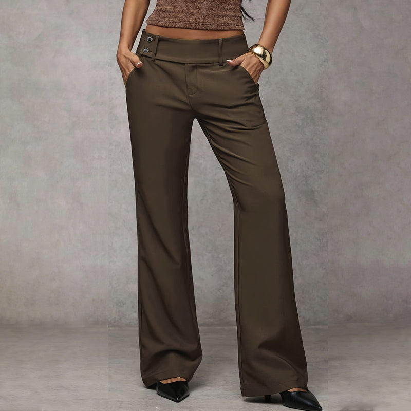 Wide-Leg High Waist Flared Trousers