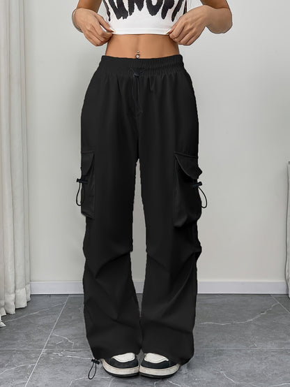 Wide-Leg Cargo Pocket Trousers