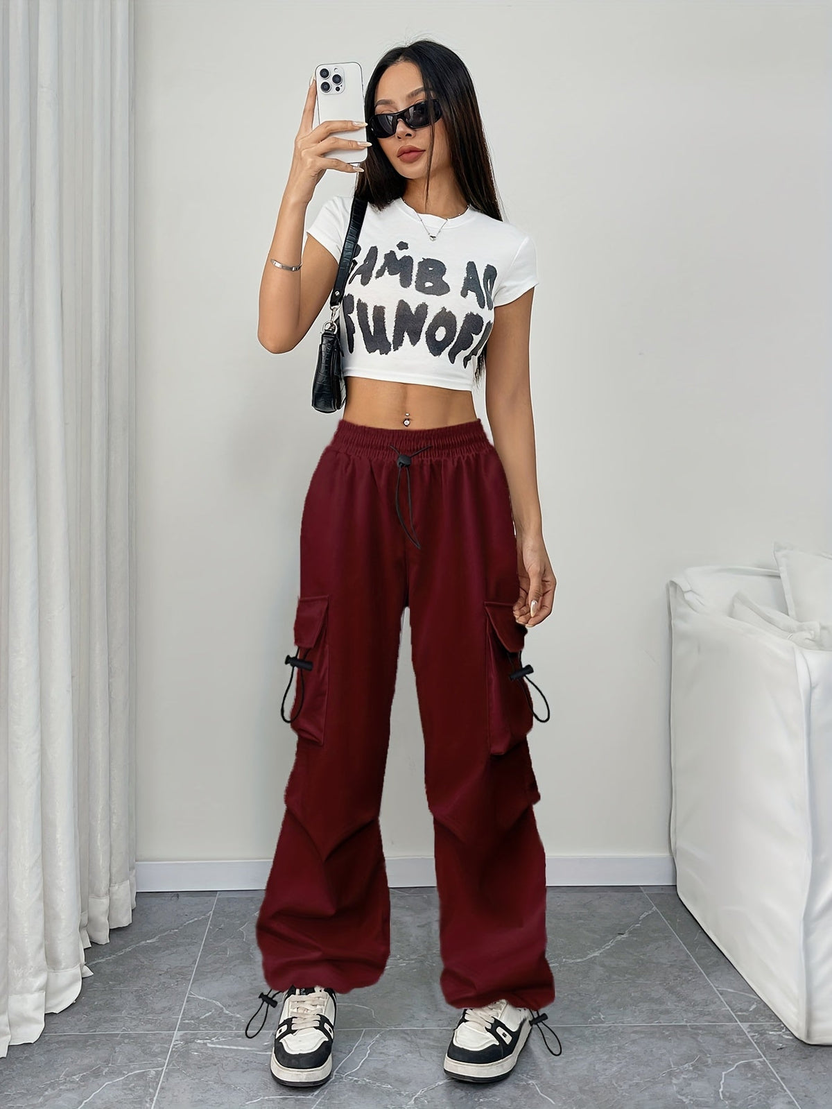 Wide-Leg Cargo Pocket Trousers