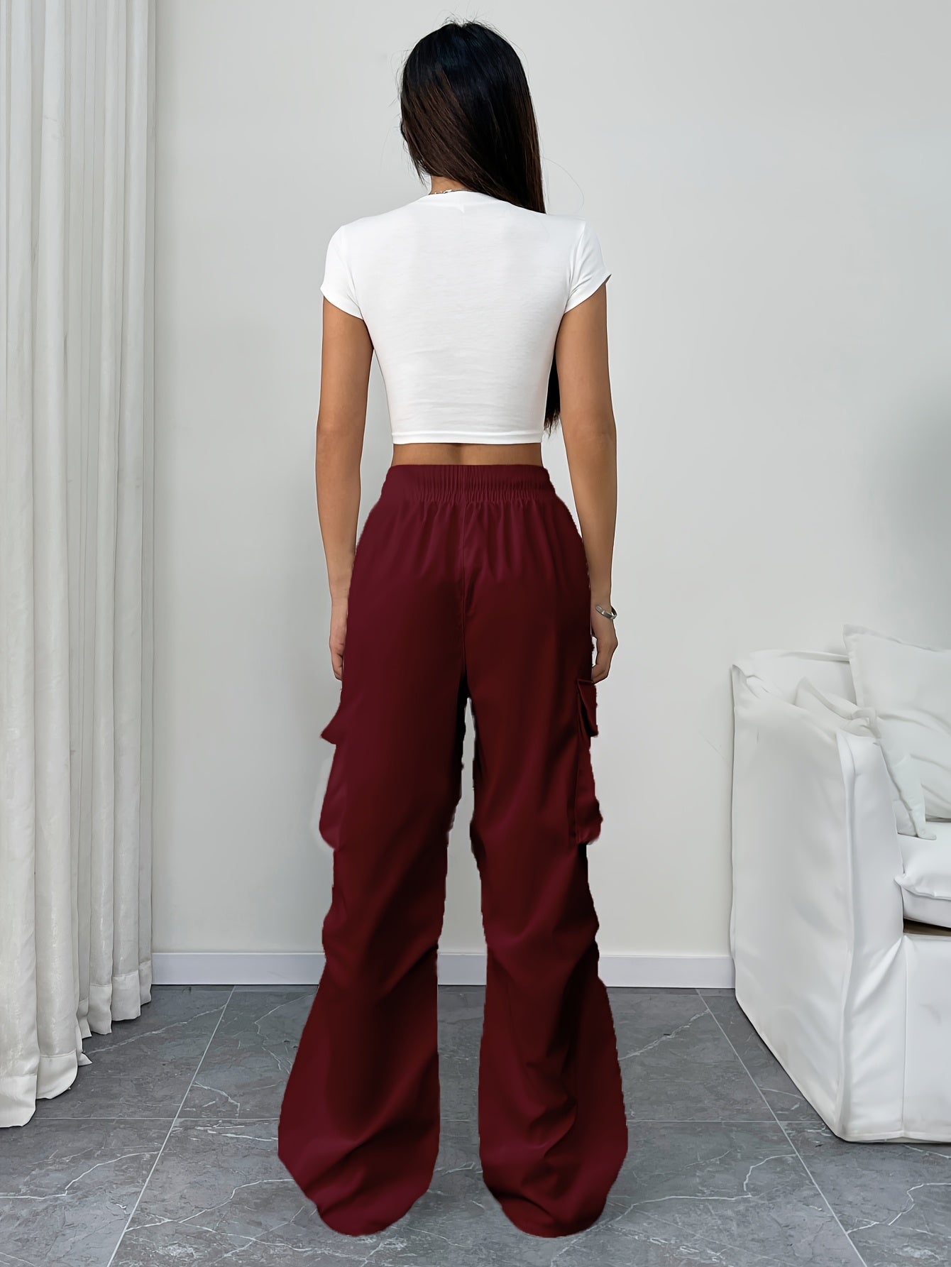 Wide-Leg Cargo Pocket Trousers