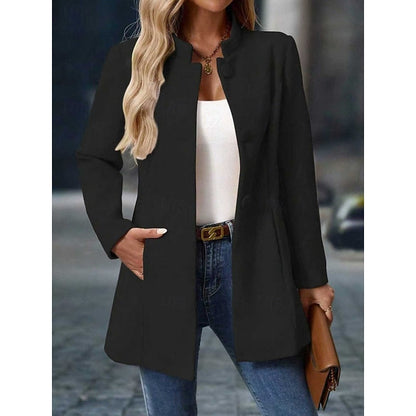 Single-Breasted Stand Collar Coat with Tailored Fit